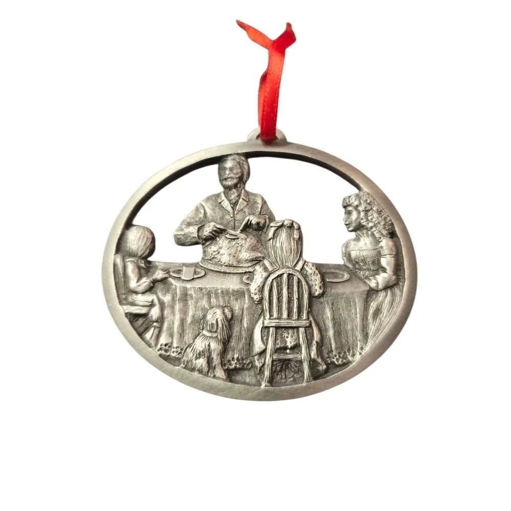 Hampshire Pewter Copyright‎ 1991 Family Dinner Scene Christmas Ornament